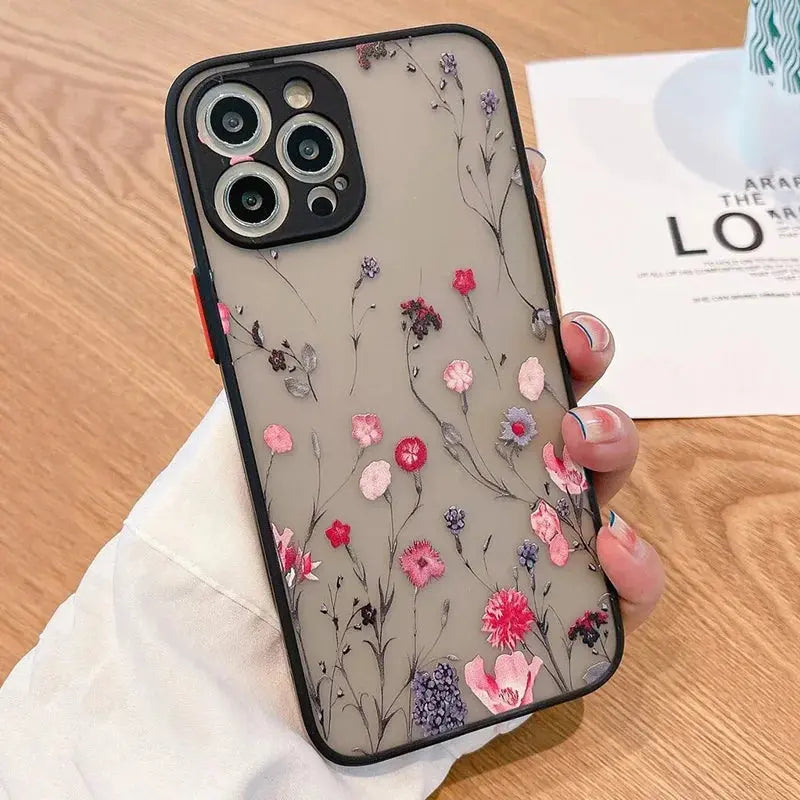 Contrast Frame Floral & Butterfly Case for Xiaomi Redmi – Soft Matte Full Coverage Innowave
