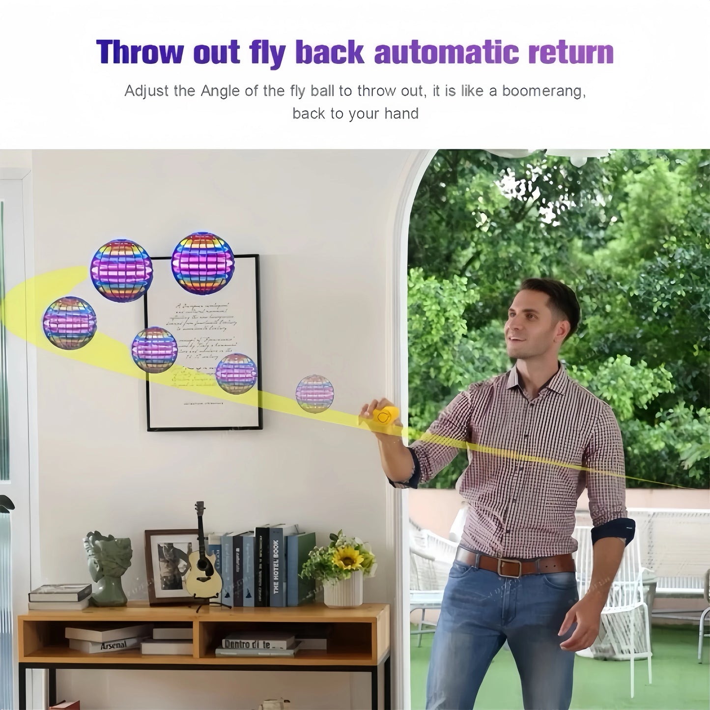 Flying Spinner Ball Drone – Hand-Controlled Boomerang Toy with LED Lights (Rechargeable)