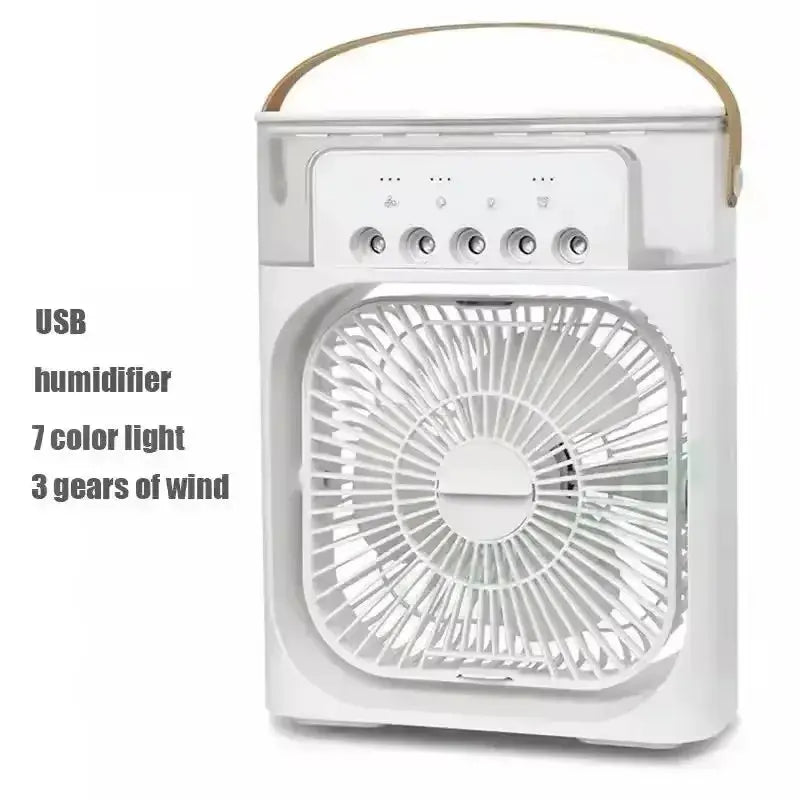 QZGY 3-in-1 Mini Air Cooler Fan with LED Light – Portable Humidifier & USB Rechargeable AC QZGY