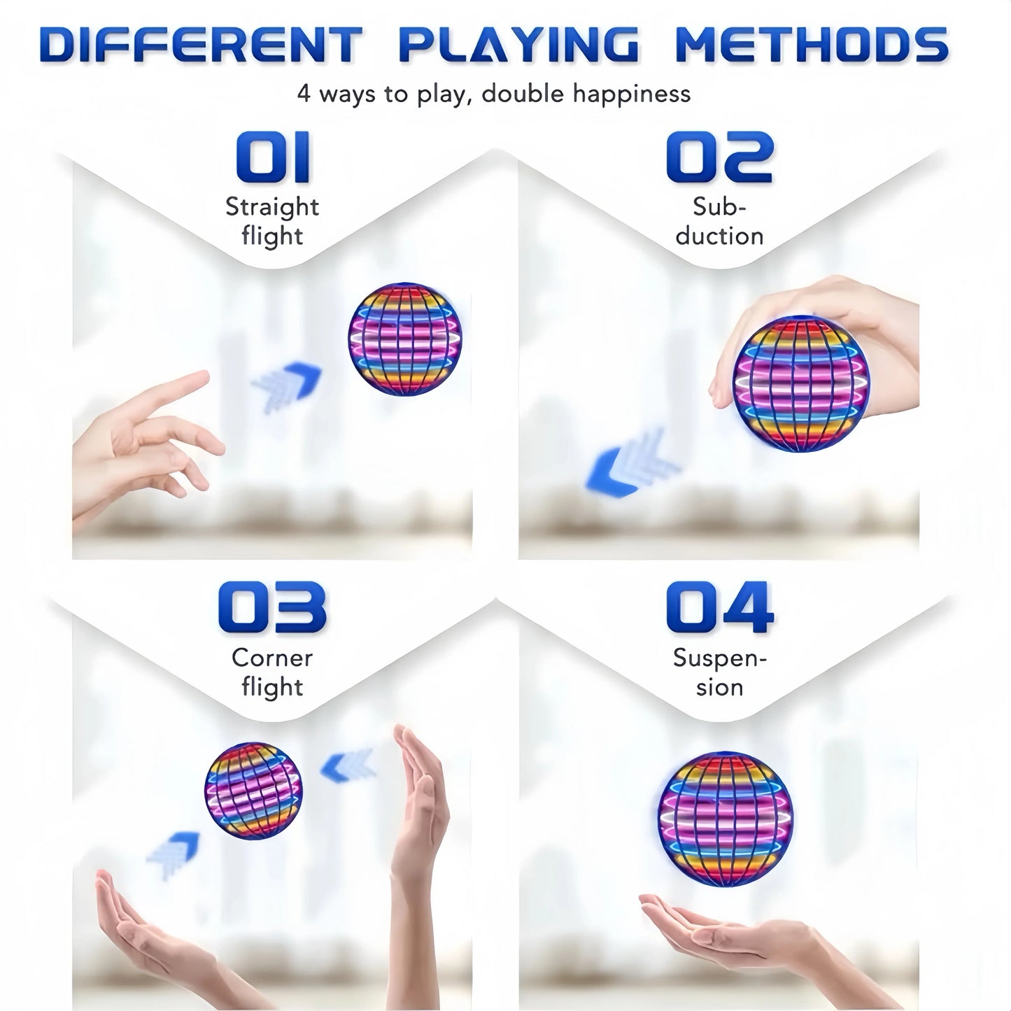 Flying Spinner Ball Drone – Hand-Controlled Boomerang Toy with LED Lights (Rechargeable)
