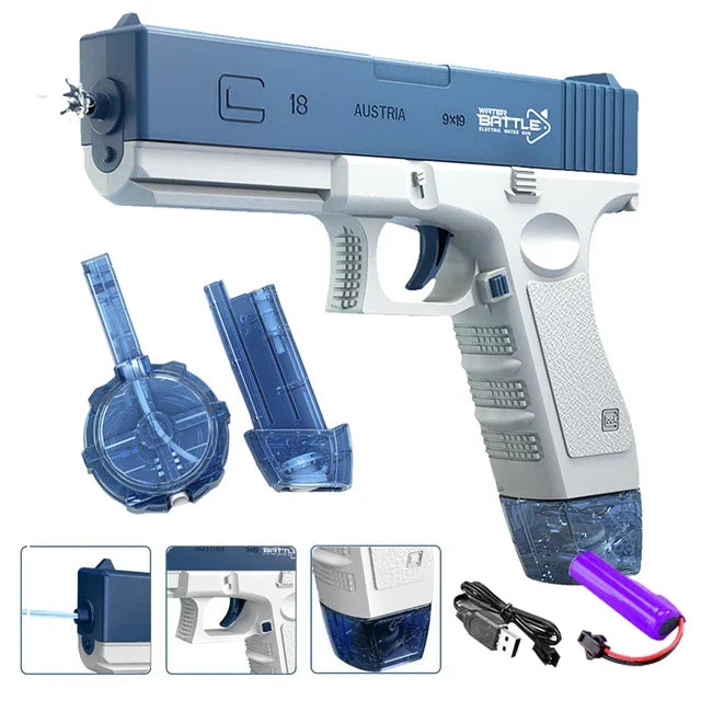 Electric Water Blaster Gun – Powerful Automatic Squirt Toy for Adults & Kids (Rechargeable)
