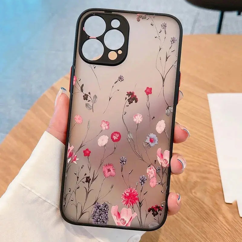 Contrast Frame Floral & Butterfly Case for Xiaomi Redmi – Soft Matte Full Coverage Innowave