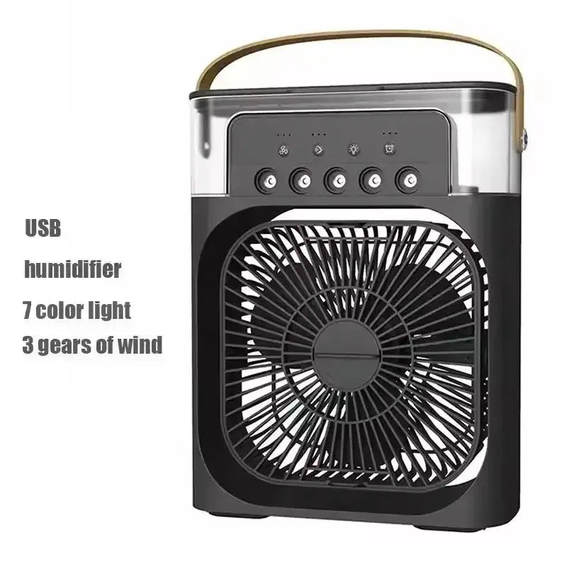 QZGY 3-in-1 Mini Air Cooler Fan with LED Light – Portable Humidifier & USB Rechargeable AC QZGY