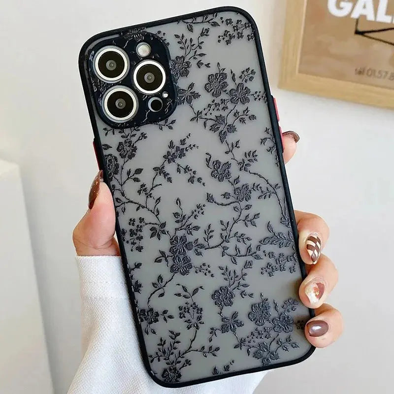 Contrast Frame Floral & Butterfly Case for Xiaomi Redmi – Soft Matte Full Coverage Innowave