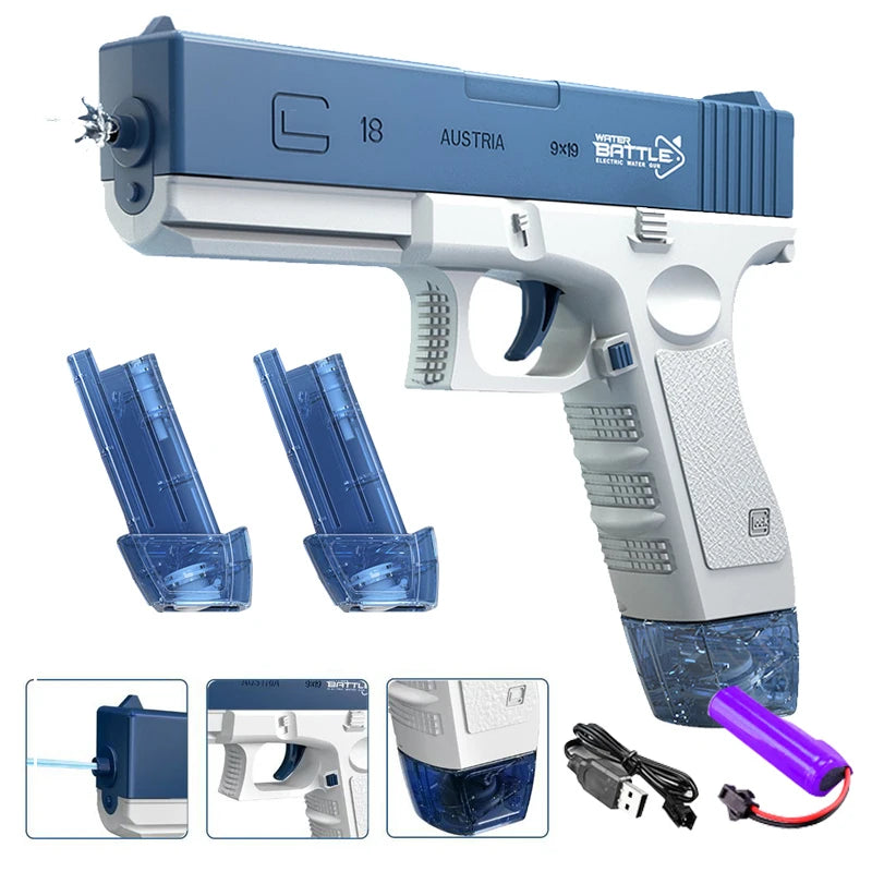 Electric Burst Water Gun – Automatic Rechargeable Outdoor Toy for Kids & Teens