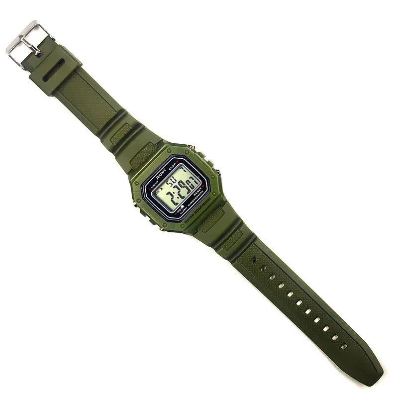 Skmei Army Green Digital Sport Watch – LED, Waterproof, Square Dial Skemei