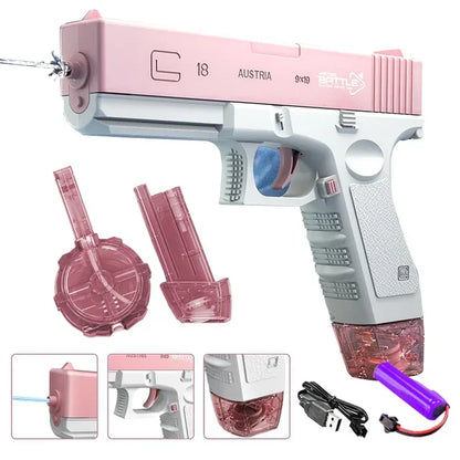 Electric Water Blaster Gun – Powerful Automatic Squirt Toy for Adults & Kids (Rechargeable)