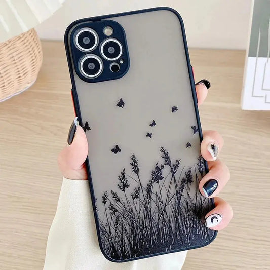 Contrast Frame Floral & Butterfly Case for Xiaomi Redmi – Soft Matte Full Coverage Innowave