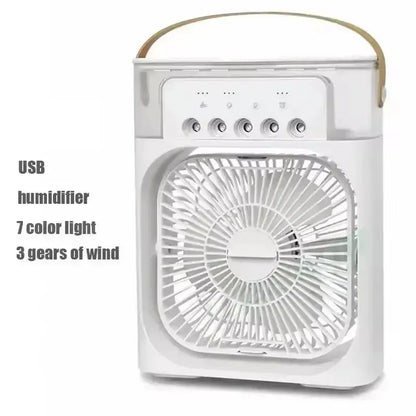 QZGY 3-in-1 Mini Air Cooler Fan with LED Light – Portable Humidifier & USB Rechargeable AC QZGY