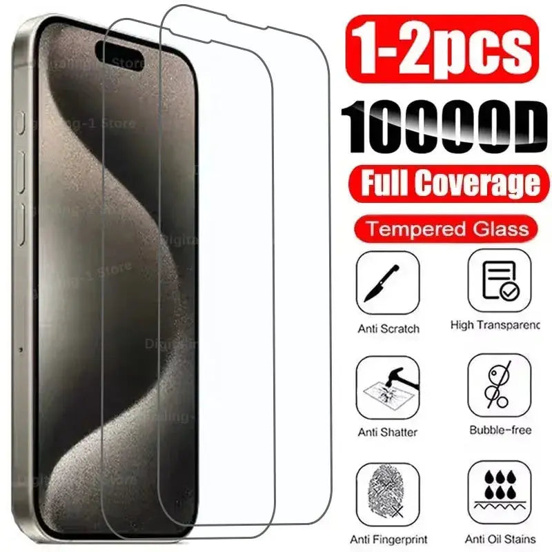 1-2Pcs Tempered Glass Screen Protector for iPhone 15/14/13/12/11 Pro Max, iPhone 12 Mini/13 Mini, 7/8/14 Plus, SE, X, XS, XR – HD Clear, Anti-Scratch, Water-Resistant GIAUSA