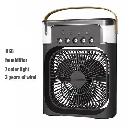 QZGY 3-in-1 Mini Air Cooler Fan with LED Light – Portable Humidifier & USB Rechargeable AC QZGY